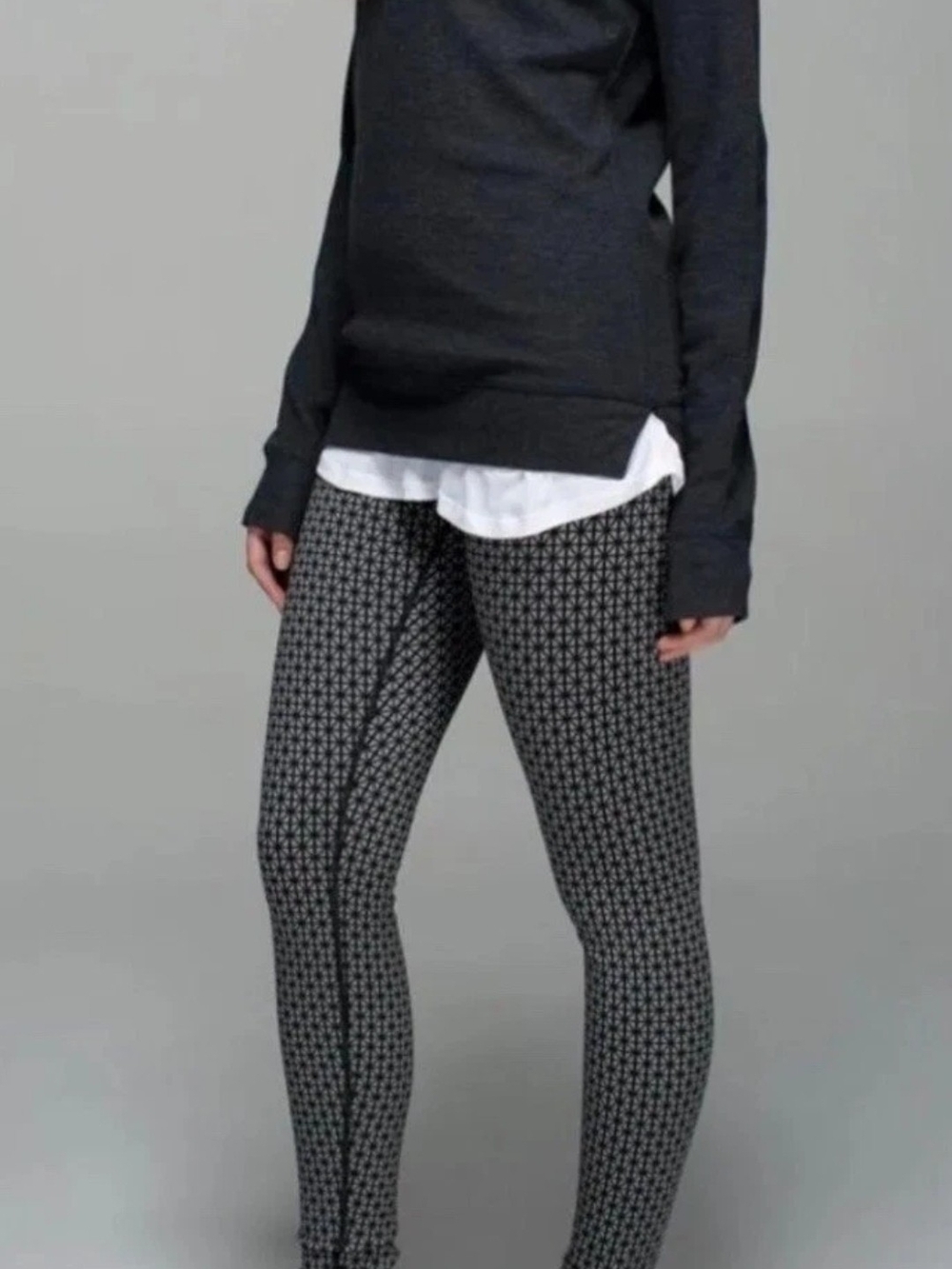 New Lululemon Wunder Under Pant Full On Luon Tri Geo Silver Spoon Black Sz 6